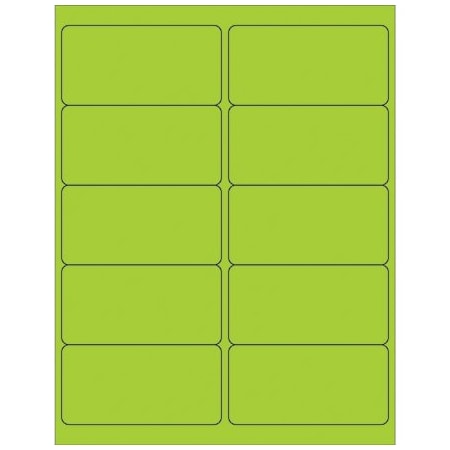 Bsc Preferred 4 x 2'' Fluorescent Green Rectangle Laser Labels, 1000PK BUY00025252